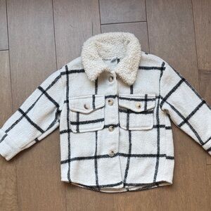 Plaid Sherpa Jacket with Black and Cream Check